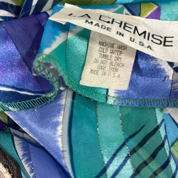 VINTAGE La Chemise USA Blue Purple Retro Kaftan Dress Kimono Colorful Coverup L - Picture 5 of 14